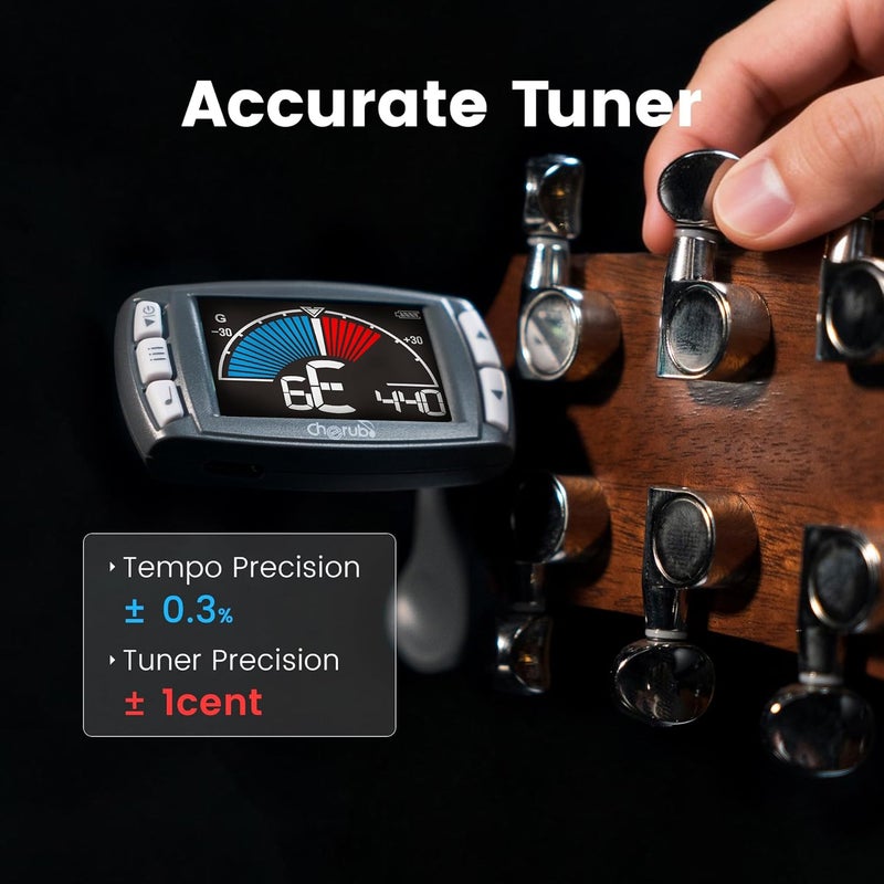 Cherub WMT-560 Guitar Tuner, Clip on Tuner Rechargeable 3 In 1 Digital Metronome Tuner Tone for Guitar, Bass, Ukulele, Violin - Image 3